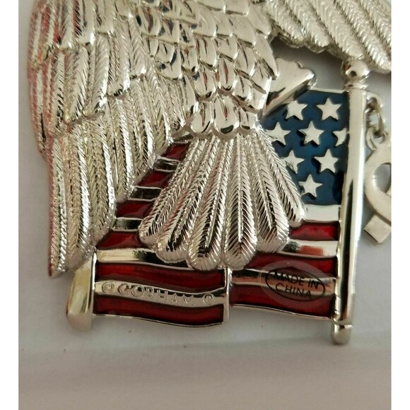 Gorham Silverplate  American Eagle Ornament Stars & Stripes Flag, Yellow Ribbon - Picture 6 of 6